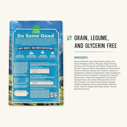 Open Farm, Air Dried Dog Food Infused with Bone Broth, Grain & Legume Free, Complete Meal or Food Topper, Surf & Turf Recipe, 2lb Bag
