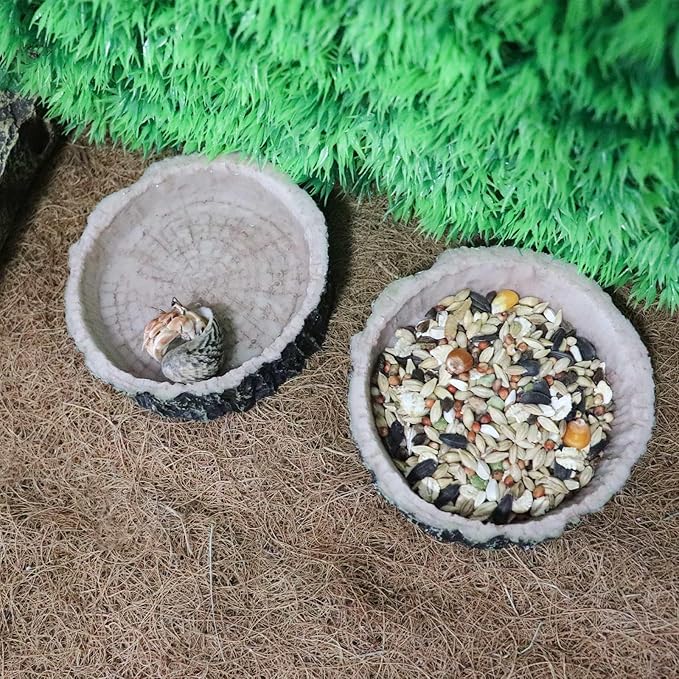 3 Pack Reptile Water Dish Food Bowls, Hermit Crab Food Dish with Feeding Tongs, Bearded Dragon Water Bowl, Suitable for Hermit Crab Lizard Gecko Tortoise Turtle Frog Leopard Crested Gecko