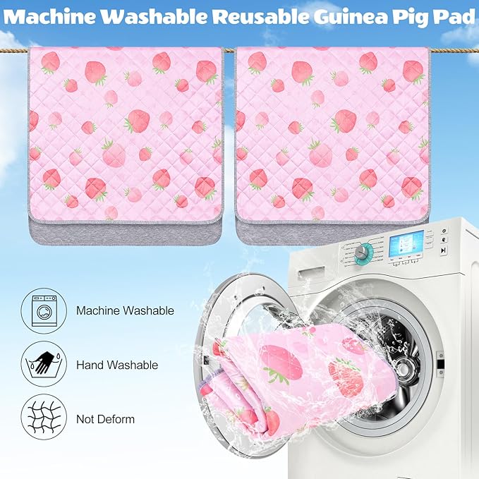 2 Pack Guinea Pig Bedding, Washable Guinea Pigs Cage Liner Reusable Guinea Pig Mat Waterproof Guinea Piggy Bedding for Cage, Super Absorbant Pee Pads for Small Animals Hamster Rabbit Squirrel
