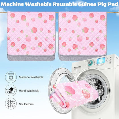 2 Pack Guinea Pig Bedding, Washable Guinea Pig Cage Liner Reusable Guinea Pig Mat Waterproof Guinea Pig Bedding for Cage, Super Absorbant Guinea Pig Pee Pads for Small Animals Hamster Rabbit Squirrel