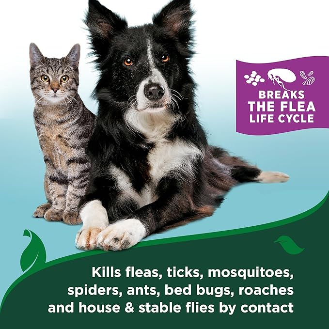 Vet's Best Natural Flea & Tick Home Spray for Cats – Cotton Spice Scented Indoor Pest Control Mist – Natural Flea Prevention with Certified Plant-Based Ingredients – 96 oz Refill – Made in USA