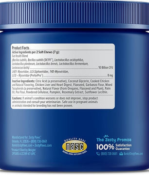 Zesty Paws Probiotics for Dogs - Digestive Enzymes for Gut Flora, Digestive Health, Diarrhea & Bowel Support - Clinically Studied DE111 - Dog Supplement Soft Chew for Pet Immune System - Adv, 90ct