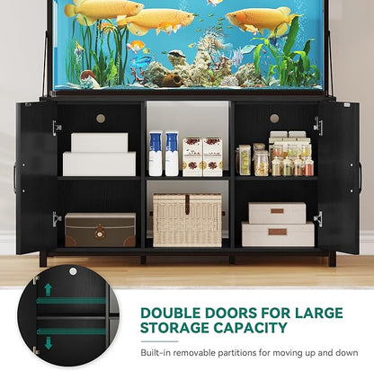 YITAHOME 120 Gallon Fish Tank Stand with Power Outlets, Heavy Duty Metal Large Aquarium Stand with Cabinet, Reptile Tank Turtle Terrariums Table for Fish Tank Accessories Storage,1100LBS Capacity