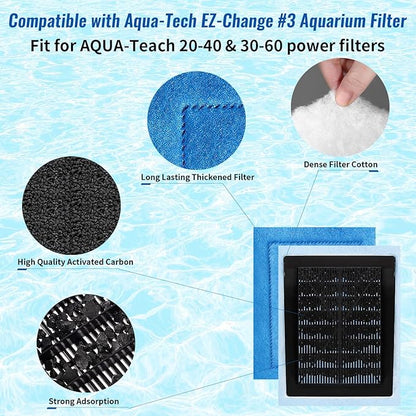 6 Pack Aquarium Filter Cartridge for Marineland Rite-Size C, Fish Tank Filters for Aqua-Tech EZ-Change #3 20-40 & 30-60 Power Filter and for Marineland Penguin PRO Power Filters 275/375