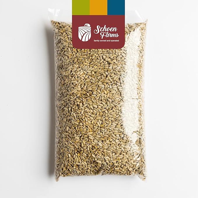 Schoen Farms Sunflower Kernels & Chips – 10 lb Bag – Hulled Sunflower Hearts Bird Seed – Premium No-Mess Wild Bird Food for Chickadees, Finches & Jays