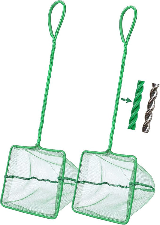 2 Pcs Aquarium Fish Net, 5 inches Fine Mesh Quick Catch Fish Net for Fish Tank Betta Fishing Net