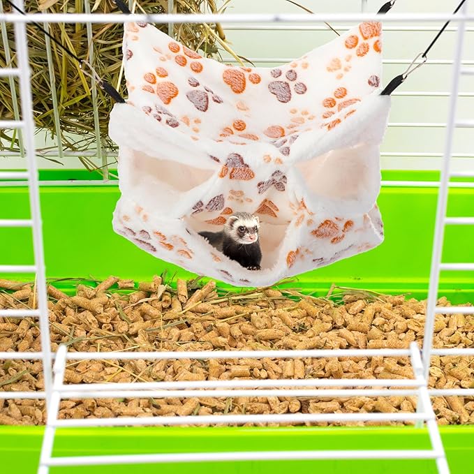 Sadnyy 6 Pieces Guinea Pig Rat Hammock Three Layer Ferret Bed Small Animal Hanging Pet Cage Hammock for Chinchilla Rat Sugar Glider Squirrel Reptiles(Cute Pattern)