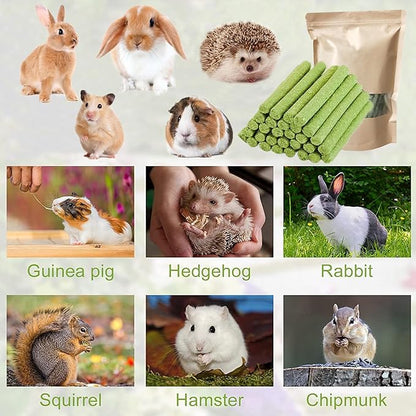 20PCS Rabbit Toys Bunny Chews Timothy Hay Stick Guinea Pig Food Hamster Toys for Teeth Grinding Rabbit Alfalfa Treat Rodent Molar Snack for Chinchilla Squirrel Gerbil Hedgehog Chipmunk