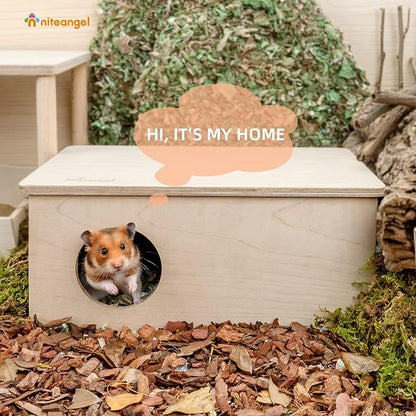 Niteangel Birch Chamber-Maze Hamster Hideout - Small Pets Woodland House Habitats Decor for Hamster Mice Gerbils Mouse