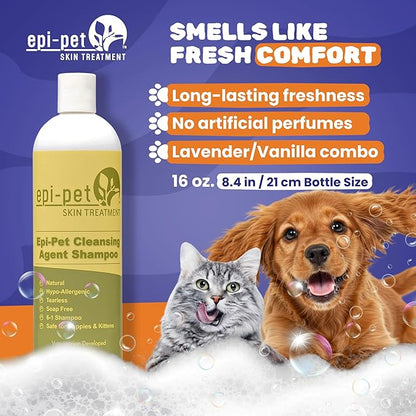 Puppy Safe 6in1 Pet Shampoo, Shampoo for Dogs with Deshedding Coat, Dry Itchy Skin, Hypoallergenic and Sensitive Skin, Scented Vanilla and Lavender (16 Fl oz (Pack of 3), 16 Fl oz)