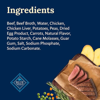 Blue Buffalo Delectables Natural Wet Dog Food Toppers, Hearty Beef Cuts in Gravy, 3-oz (24 Pouches)