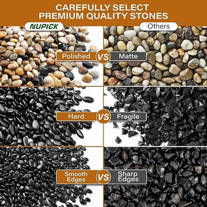 NUPICK 3lb River Rocks for Plants Indoor, 3/8 Inch Mixed Pebbles for Vase Fillers, Decorative Pea Gravel for Fish Tank, Natural Polished Stones for Succulent, Bonsai, Landscaping, Bird Baths