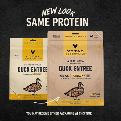 Vital Essentials Freeze-Dried Raw Duck Meal or Mixer Dog Food Crunchy Mini Nibs, 25 oz