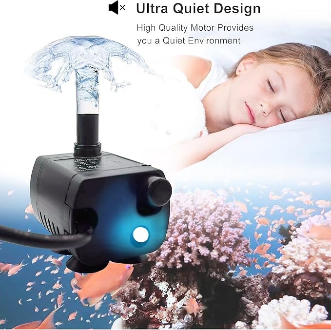 USB Mini Submersible Pump,1M Tube,DC 5V,0.7W Super Quiet Electric Brushless Bench Pump,Pet Fountain,Small Hydroponic System (Black)