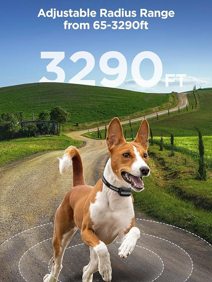 GPS Wireless Dog Fence System, Electric Fence Collar with 3 Warning Modes,Dog Fence for Outdoor Use,Range 65-3290 FT, Waterproof& Rechargeable Pet Containment System for Most Dogs
