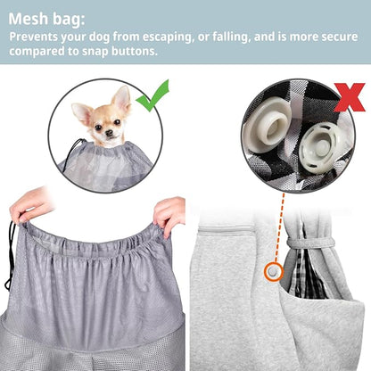 CUBY Dog and Cat Sling Carrier - Hands Free Breathable Mesh Small Dog Sling Carrier-Soft Pouch and Tote Design-Suitable for Puppy, Small Dog Cat Pets Carriers Sling Outdoor(Grey-Mesh,Adjust Strap 2.0)