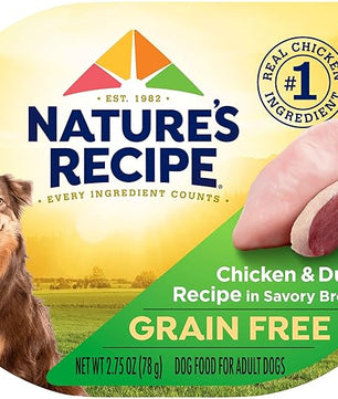 Nature's Recipe Grain Free Wet Dog Food, Chicken & Duck Recipe, 2.75 Ounce Cup (Pack of 12)