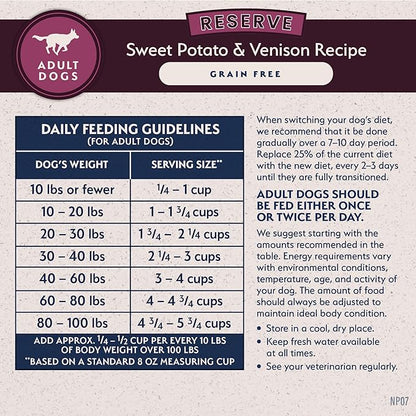 Natural Balance Limited Ingredient Adult Grain-Free Dry Dog Food, Reserve Sweet Potato & Venison Recipe, 4 Pound (Pack of 1)
