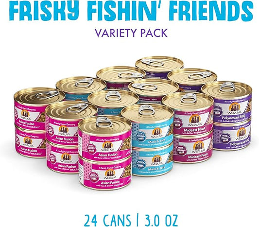 Weruva Classic Cat Food, Variety Pack, Frisky Fishin' Friends Wet Cat Food, 3oz Cans (Pack of 24)