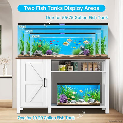 Aquarium Stand with Power Outlets, 55-75 Gallon Heavy Duty Fish Tank Stand with Cabinet Storage & Adjustable Shelf, for Fish Tank, Turtle Tank, Reptile Terrarium, 1000LBS Capacity