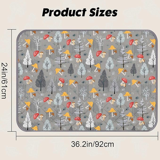 Bienbee Ferret Cage Liner Set for Ferret Nation & Critter Nation Cage, Waterproof Ferrets Cage Accessories for Small Animals Rats Chinchillas Hedgehogs Ferrets(Gray Mushroom,Bottom Pan Liner)