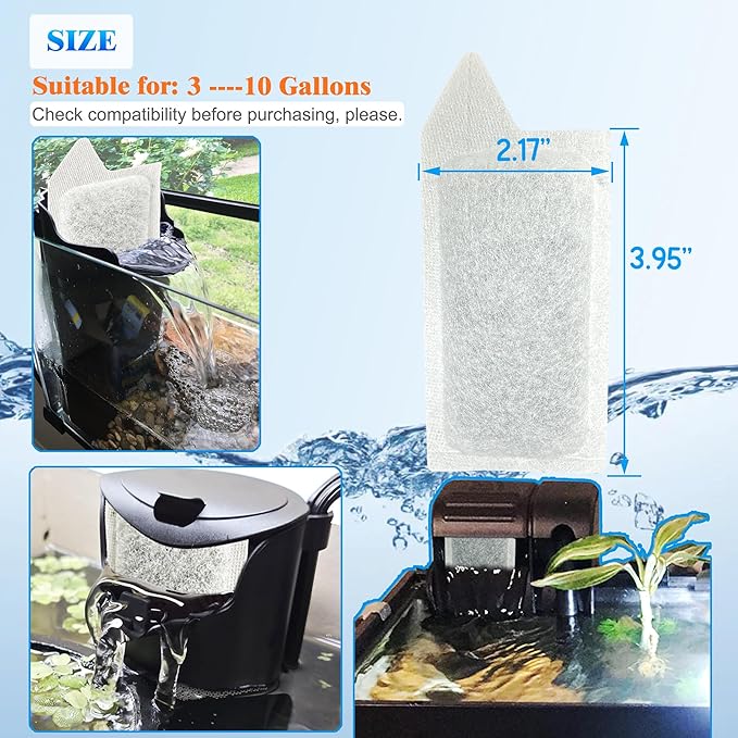 12 Pack Replacement Small Size Cartridges for Tetra Whisper Small Fish Tanks Filter; Refilled Filter Cartridges S Size for Aquarium Kits 3-10 Gallons