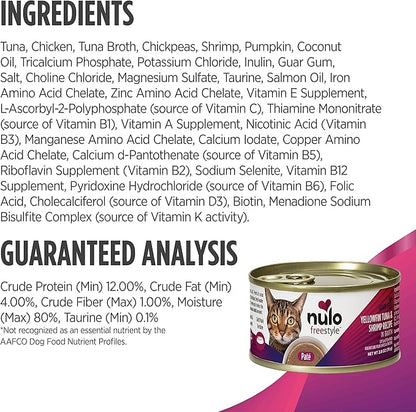 Nulo Freestyle Cat & Kitten Wet Pate Canned Cat Food,Premium All Natural Grain-Free, with 5 High Animal-Based Proteins and Vitamins to Support a Healthy Immune System and Lifestyle 2.8 oz (Pack of 12)