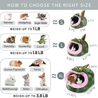 JanYoo Hedgehog Rat Bed Guinea Pig House Hamster Supplies Chinchilla Cage Ferret Rat Gerbil(S,Crocodile)