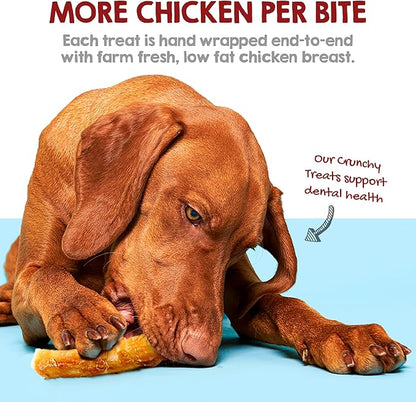 Riley's Chicken Wrapped Beef Sticks - Made with USA Sourced Dehydrated Chicken Breast & Beef Hide - Dog Snacks for Small Dogs and All Natural Chew Sticks - 21 Small Twists