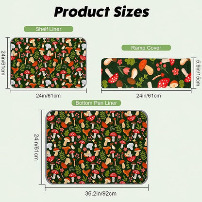 Bienbee Ferret Cage Liner Set for Ferret Nation & Critter Nation Cage, Waterproof Ferrets Cage Accessories for Small Animals Rats Chinchillas Hedgehogs Ferrets(Green Mushroom,Single Unit Combo)