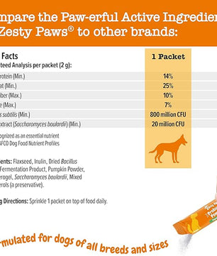 Zesty Paws Powder Probiotics for Dogs - Meal Topper for Digestive, Immune System Support - Premium DE111 Dog Probiotics for Digestive Health - Inulin Fiber & Yeast Extract - Pumpkin Flavor - 30 Ct