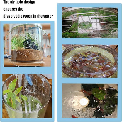 1 Pcs Acrylic Aquarium Anti-Jumping Lid Cover with Hole, Aquarium Cover Lid to Prevent Fish, Reptiles, Shrimp, Turtles from Jumping Out of The Tank, Thick 3mm (Diameter 7.8inch)