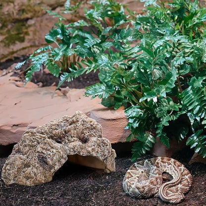 TOPZEA Reptile Hide Cave, Large Resin Bearded Dragon Hideout Rock Caves Snake Hide, Natural Terrarium Habitat Decor Ornament for Leopard Gecko Lizard Turtle Frog, Amphibian Tank Accessories