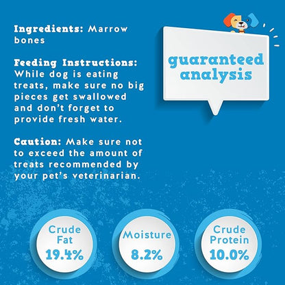 Jack&Pup Marrow Bones for Dogs, Long Lasting Dog Bones for Large Dogs, 6" Marrow Bone, Natural Beef Bone (6 Pack)