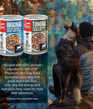ORIJEN Real Meat Shreds Wet Dog Food Variety Pack: Tundra + Original Recipes 12.8oz Cans (6 Count, 3 of Each)
