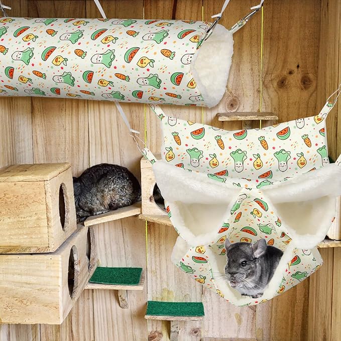 2 Pack 3 Tier Ferret Hammock, Guinea Pig Hammock Ferret Hanging Hammock Guinea Pig Accessories for Small Animals, Guinea Pig, Ferret, Kitten, Squirrel, Chinchilla, Parrot