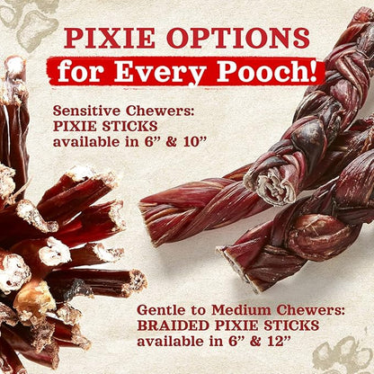 Natural Farm Bully Sticks (6 Inch, 30 Pack), Thin Pizzle Pixie Beef Treats, Grain-Free, High Protein, Best Rawhide Alternative for Small, Puppies or Senior Dogs