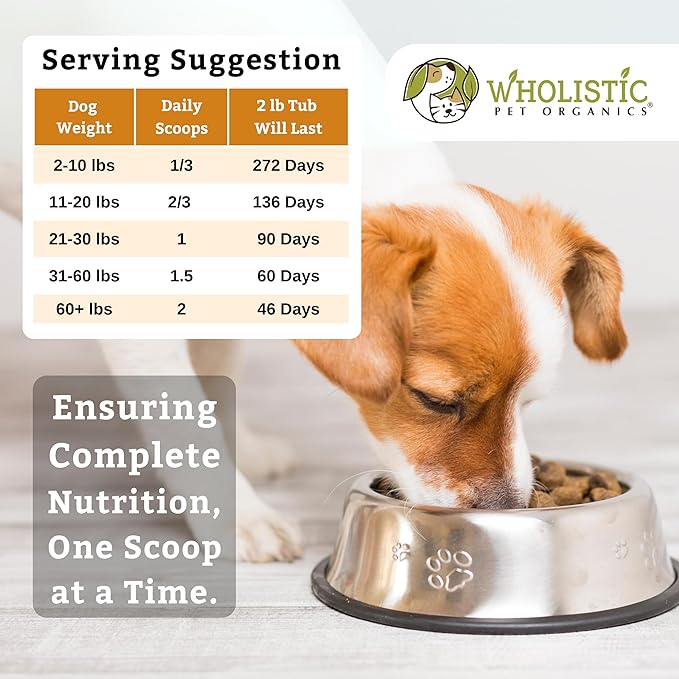 Wholistic Pet Organics Canine Complete - Dog Multivitamin Powder - 2 Lb - Daily Dog Vitamins and Supplements for Homemade Food - Immune System, Skin, Coat & Overall Health - Small and Large Breed