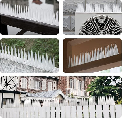OFFO Bird Spikes Pigeon Outdoor Spikes for Cat Keep Birds Raccoon Woodpecker Away Covers 8 Feet(2.44m), Frosted White