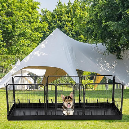 PJYuCien Rectangle Dog Playpen Bottom Pad - Fits 8 Panels 24"" Width Metal Dog Playpen -24""x72"" Size 600D Oxford Cloth Waterproof Playpen Bottom Pad (Note: Only Bottom Pad, No Playpen!!!), Black