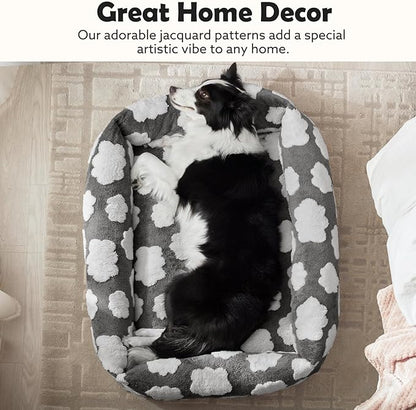 JOEJOY Small Dog Bed for Small Dogs, Rectangle Washable Orthopedic Dog Bed with Removable Zipper Cover, Cute Soft Calming Puppy Pet Bed with Jacquard Shaggy Plush & Non Skid Bottom