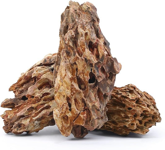 10-12 Inches Natural Dragon Stone 3 PCS Extra Large Aquarium Rocks for Aquascaping, Aquarium Landscaping, Terrariums, Fish Tank Decoration, Vivariums, Paludarium, Amphibian Enclosures