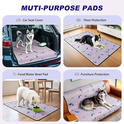 Washable Pee Pads for Dogs, 2Pack Reusable Puppy Pads, Super Absorbent & Leakproof Dog Pads, Anti-Slip Dog Pee Pads for Puppy Training & Incontinence, Feather Pattern 48"x48"