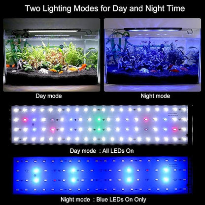 WATER REBIRTH LED Aquarium Light, Full Spectrum Fish Tank Led Light with Aluminum Alloy Shell Extendable Brackets (20"-24")