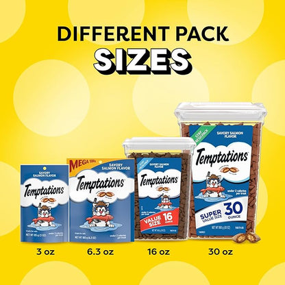 Temptations Classic Crunchy and Soft Cat Treats, Savory Salmon Flavor, 16 oz. Tub