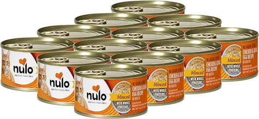 Nulo Grain-Free Minced with Whole Proteins Wet Canned Cat and Kitten Food, Chicken & Quail Egg in Broth, 2.8 Ounce, 12 Cans