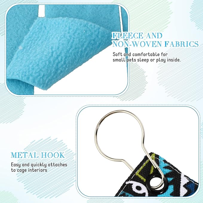 Shappy 2 Pcs Guinea Pig Hideout Hideaway Corner Fleece Toys Cage Accessories Cute Ferret Hammock for Ferrets Chinchillas Hedgehogs Small Pets(Dots Pattern)