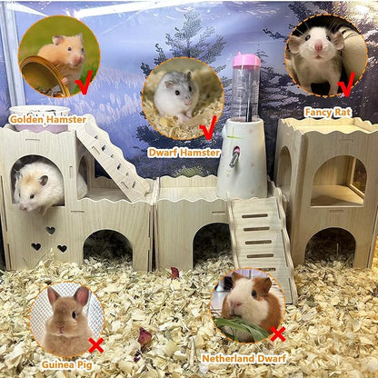 Hamster Hideout House Multi Chamber Rat Hide Hut Castle Large Climbing Playground Exploring Labyrinth Tunnel for Syrian Dwarf Gerbils Hamsters Mice (Pattern B)