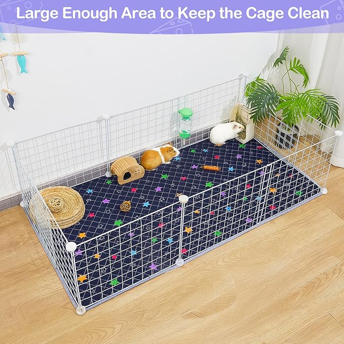 2 Pack Guinea Pig Bedding, Washable Guinea Pig Cage Liner Reusable Guinea Pig Mat Waterproof Guinea Pig Bedding for Cage, Super Absorbant Guinea Pig Pee Pads for Small Animals Hamster Rabbit Squirrel
