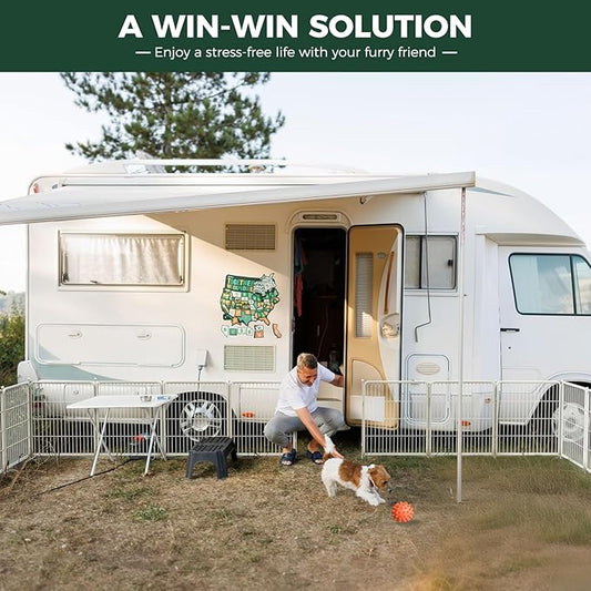 FXW Rollick Unleashed Dog Playpen for Indoor, Yard, RV Camping, 40 inch 32 Panels for Medium and Large Dogs, White│Patented